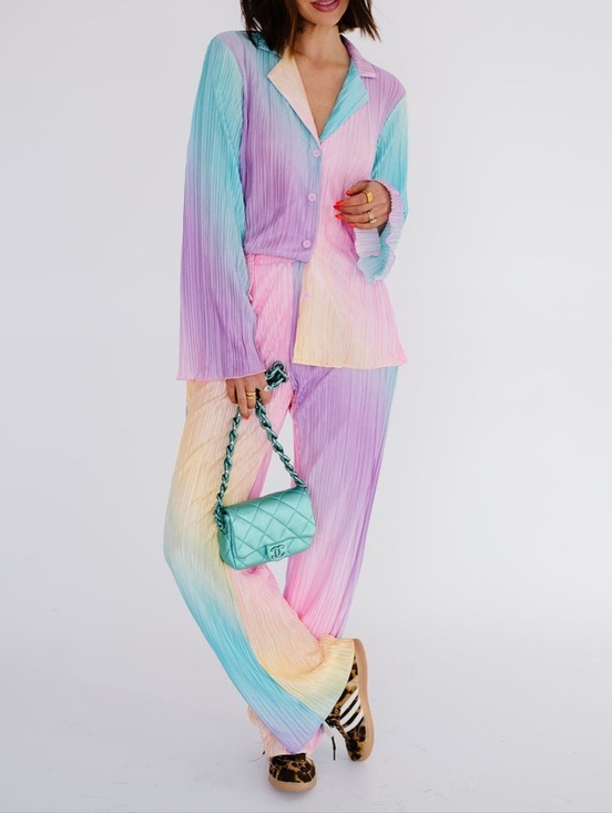 Dressed in LALA Tops - Dressed in LALA |  Rainbow Daydream Matching Plissé Set, Baggy Fit, EUC!